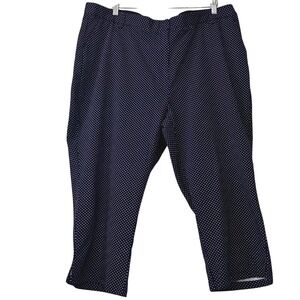 Urban Diction Women's 2X Navy Blue White Polka Dot Cropped Pants Career Preppy